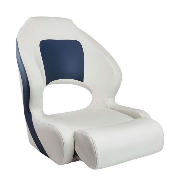 Кресло с болстером Delux Sport Flip Up, обивка белый/синий винил, арт. MR10401,          Marine Rocket 