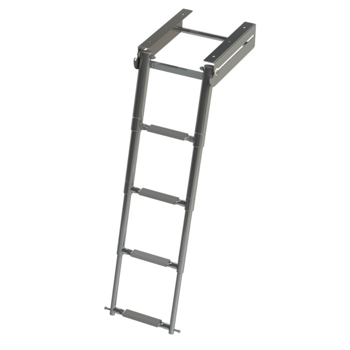 Трап телескопический выдвижной с фиксатором, 4 серая ступени (ширина 278 мм.), арт. 040132GT,          Техномарин 