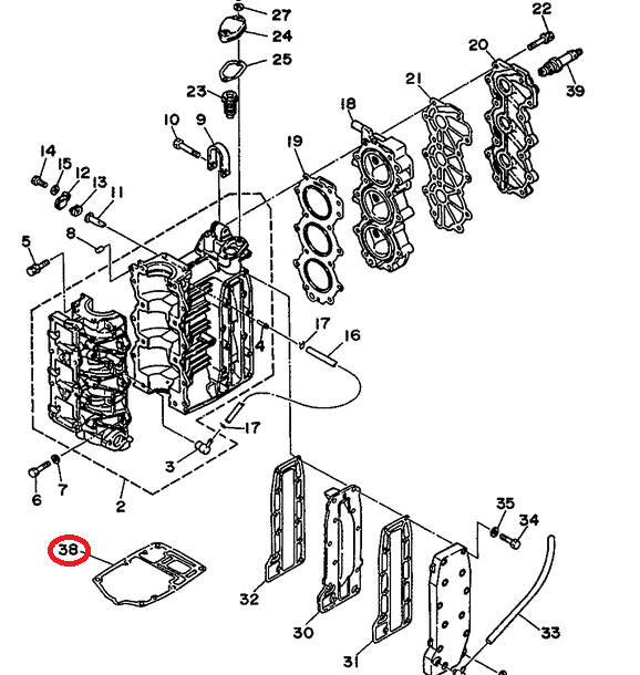 Прокладка под блок Yamaha 30 (Omax), арт. 6J8-45113-00-TW,          OMAX 