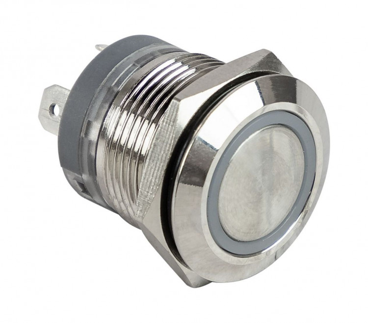 Кнопка без фиксации, подсветка синяя, 12 В, д.19мм, арт. SXC00005,          SX-TECH 