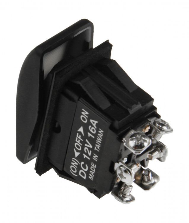 Переключатель трехпозиционный (ON)-OFF-ON 12В/16А 6Р с подсветкой без фиксации 1 положения, арт. AES111855AM1,          AES.Co  Переключатель трехпозиционный (ON)-OFF-ON 12В/16А 6Р с подсветкой без фиксации 1 положения, арт. AES111855AM1,          AES.Co