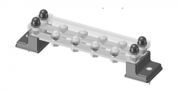 Колодка распределительная электромонтажная с защитной крышкой, 2 планки по 6 контактов, арт. MR324DC,          MARINE ROCKET 