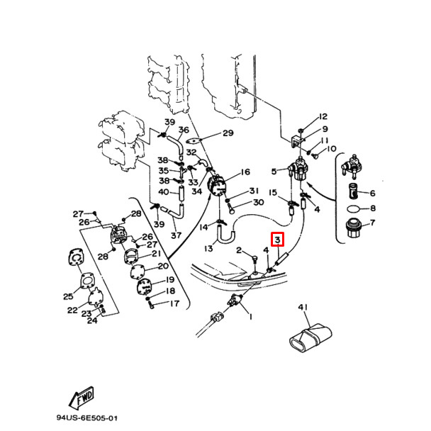 Трубка шланг топливной системы Yamaha 115-250 Япония, арт. 6E5-24313-00,          Nano Protech 