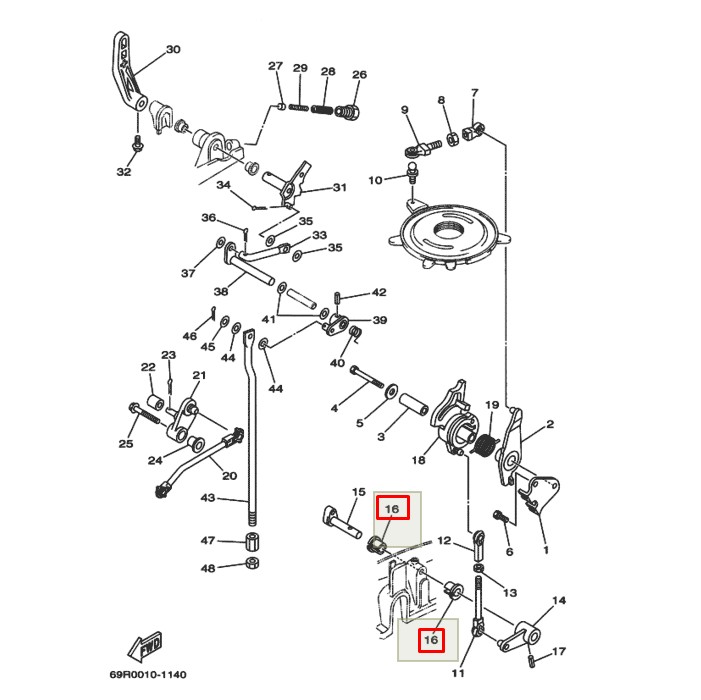 Втулка рычага дроссельной заслонки Yamaha 9,9-90; F40-50 (90386-10009), арт. 90386-10009,          Nano Protech 