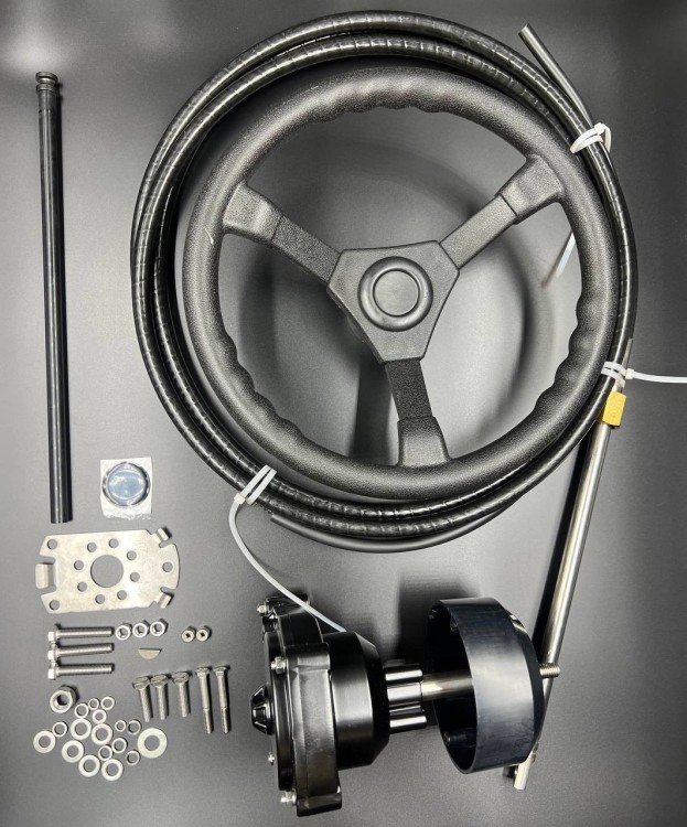 Рулевой комплект (редуктор T73(невозвратный)  / трос M66-13FT / рулевое колесо) 13Ft (PWB), арт. 71G-13-K,          POWEROB 