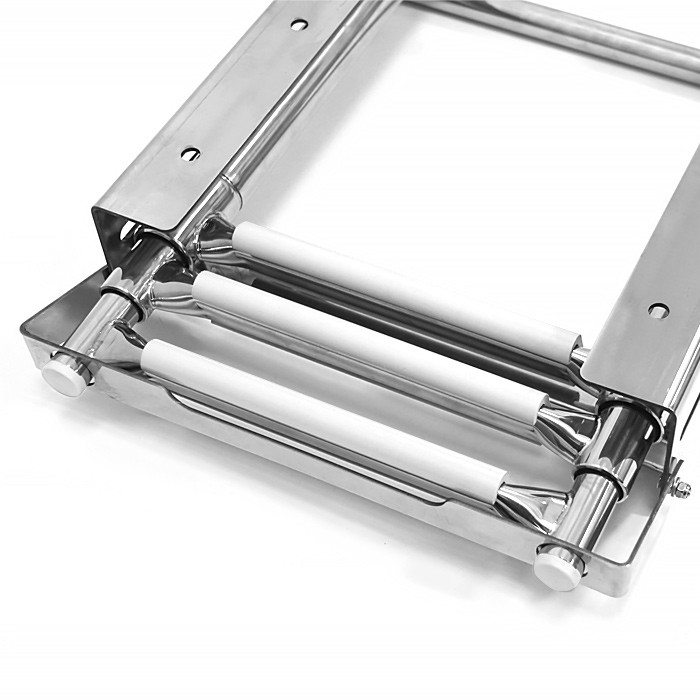 Трап телескопический выдвижной с фиксирующим механизмом, 3 белых ступени (ширина 291 мм.), арт. 040140WT,          Техномарин 