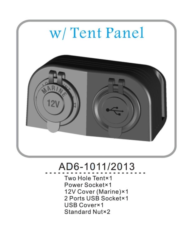 Панель с USB-разъемом 5в 2.1А и прикуривателем, арт. AD6-1011/2013,          AAA  Панель с USB-разъемом 5в 2.1А и прикуривателем, арт. AD6-1011/2013,          AAA