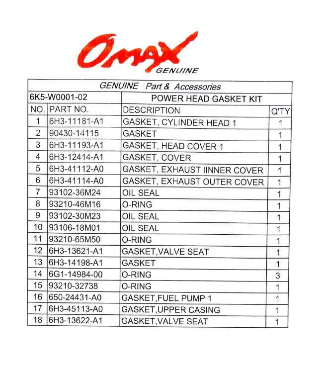 Ремкомплект блока Yamaha 60, Omax, арт. 6K5W000102_OM,          OMAX 