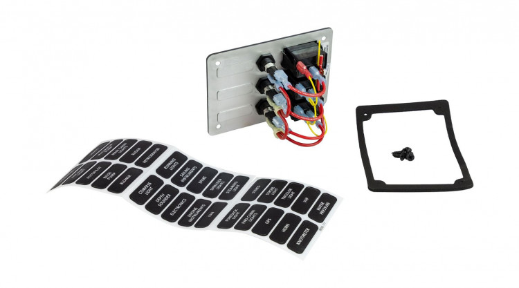 Панель бортового питания 3 переключателя (серые клавиши), с предохранителями, арт. 8054,          Blue sea 