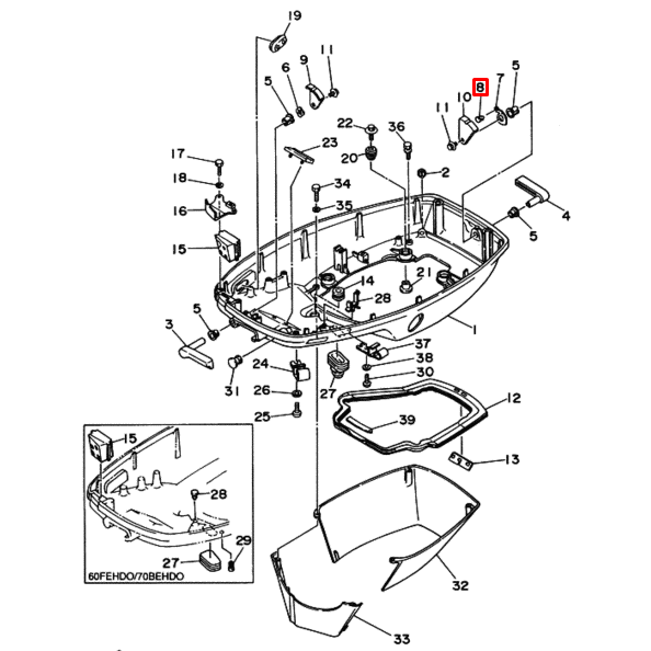 Заклепка крепления капота Yamaha 60-70 (90269-04M03), арт. 90269-04M03,          Nano Protech 