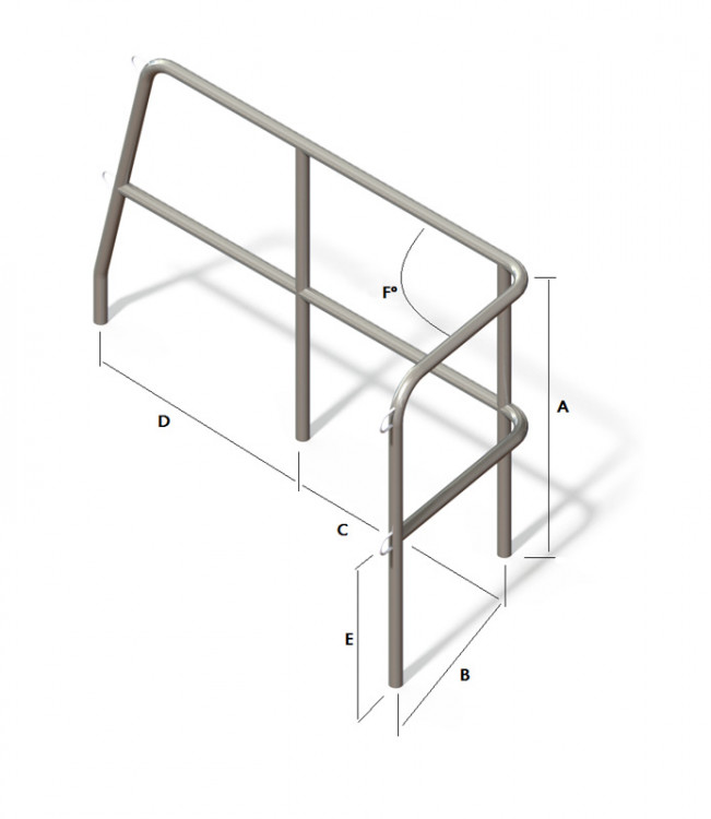 Леер кормовой правый борт (4 стойки) под заказ, арт. 030185T,          Техномарин 