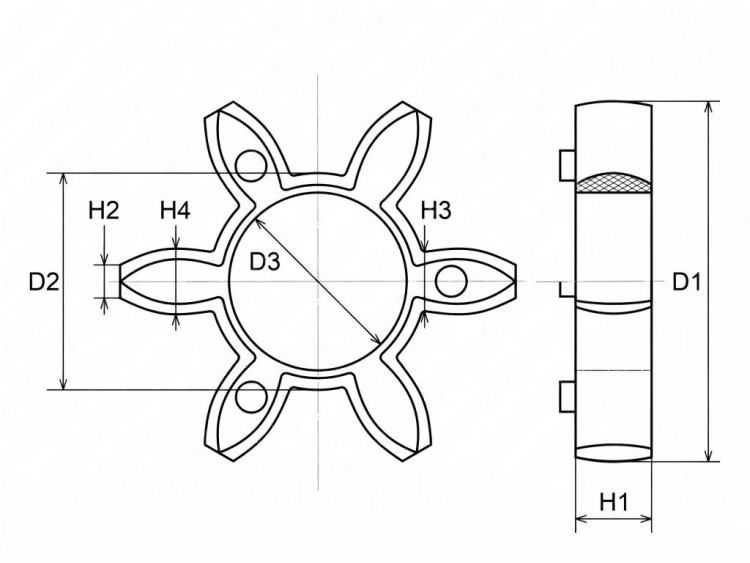 Вставка упругой муфты эластичная (звездочка) 135*68*26 , M95/желтый , с отверстием, 8 лучей бочкообразной формы, 33-01-11532-poly , арт. 33-01-11532-poly,          Полиуретан 