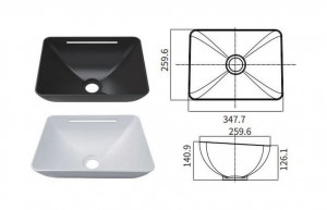 Акриловая раковина 347,7х259,6х140,9/126,1, черная, Marine Rocket