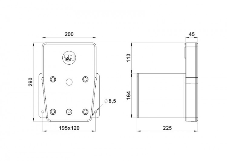 Транец выносной для ПЛМ до 12 л.с., доска из ПНД (вертикальный)  , арт. 040416T,          Техномарин 