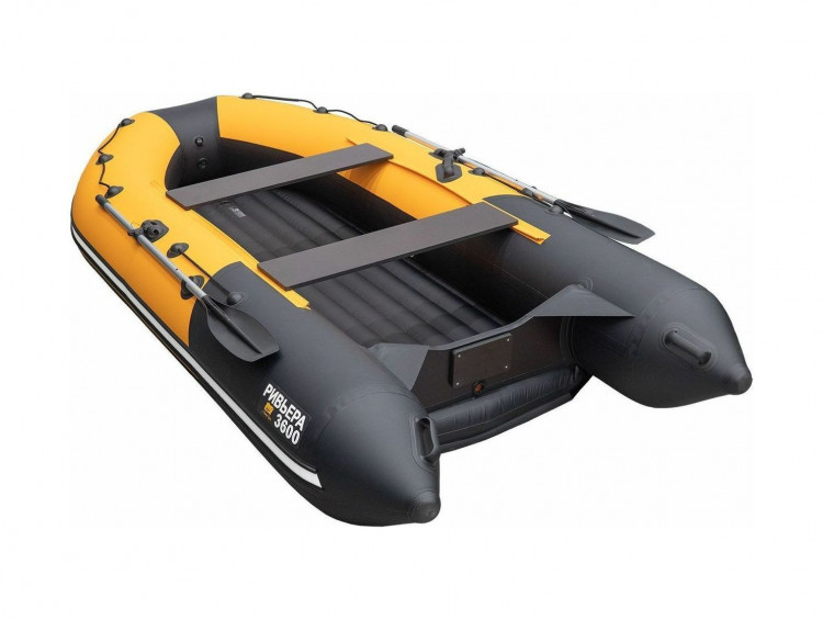 Надувная лодка ПВХ, Ривьера Компакт 3600 НДНД Комби, оранжевый/черный, арт. 00201370,          Мастер лодок 