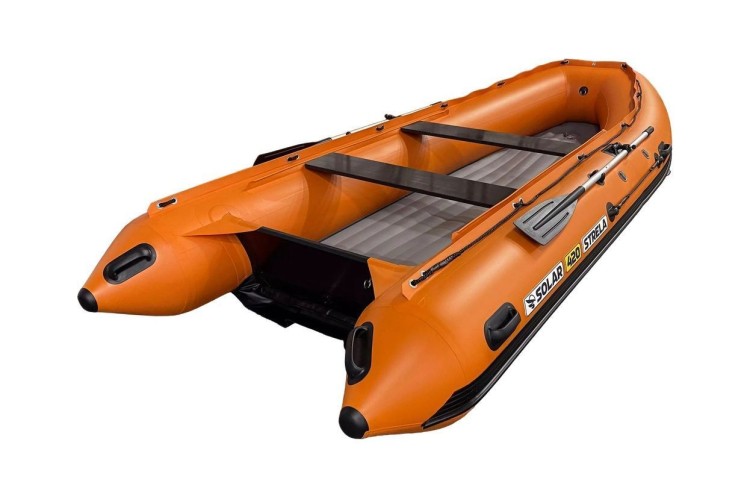 Надувная лодка ПВХ, SOLAR-420 Strela Jet tunnel, оранжевый, арт. SLR420jet_strela_orange,          SOLAR 
