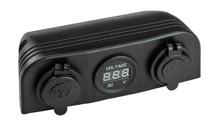 Панель с USB-разъемом 5в 2.1А, прикуривателем и вольтметром, арт. AD9-1011/2013/4010,          AAA  Панель с USB-разъемом 5в 2.1А, прикуривателем и вольтметром, арт. AD9-1011/2013/4010,          AAA