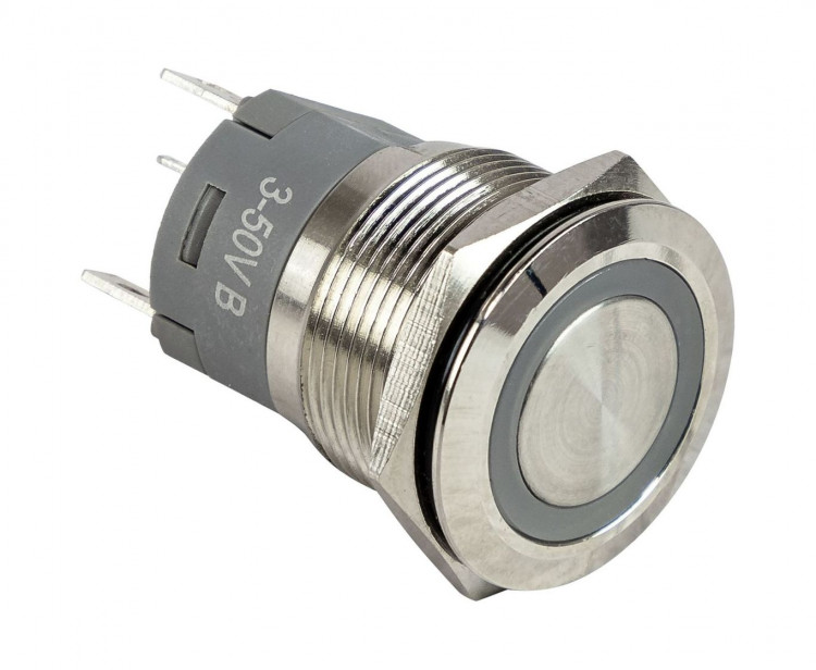 Кнопка с фиксацией, подсветка синяя, 12 В, д. 22мм, арт. SXC00008,          SX-TECH  Кнопка с фиксацией, подсветка синяя, 12 В, д. 22мм, арт. SXC00008,          SX-TECH