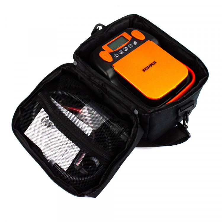 Насос электрический двухступенчатый  с АКБ две ступени, макс. давл. 0,034/1,1 BAR, производ. 350/70 л/мин, макс. мощн. 110/100 Вт, уров. шума 85 Дб, АКБ 6000 mAh, USB Output, арт. SK-790-ts,          Skipper 