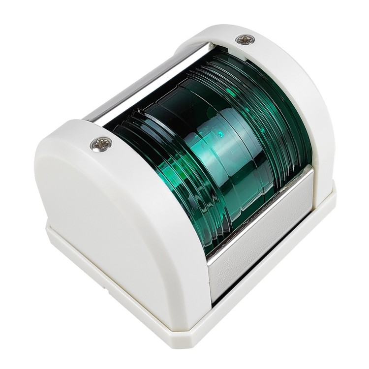 Навигационный огонь светодиодный зеленый, белый корпус, арт. 10269210,  