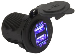 Гнездо питания с USB-разъемами, 4,8 А, подсветка