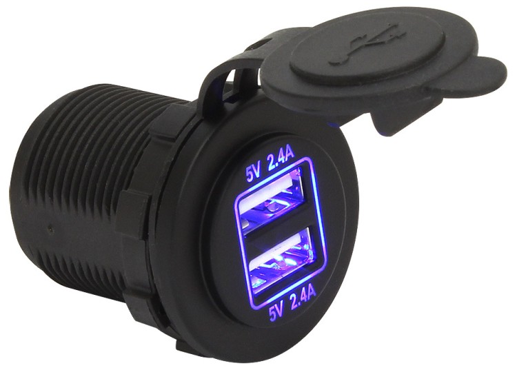 Гнездо питания с USB-разъемами, 4,8 А, подсветка, арт. 10264225,          Мореман 