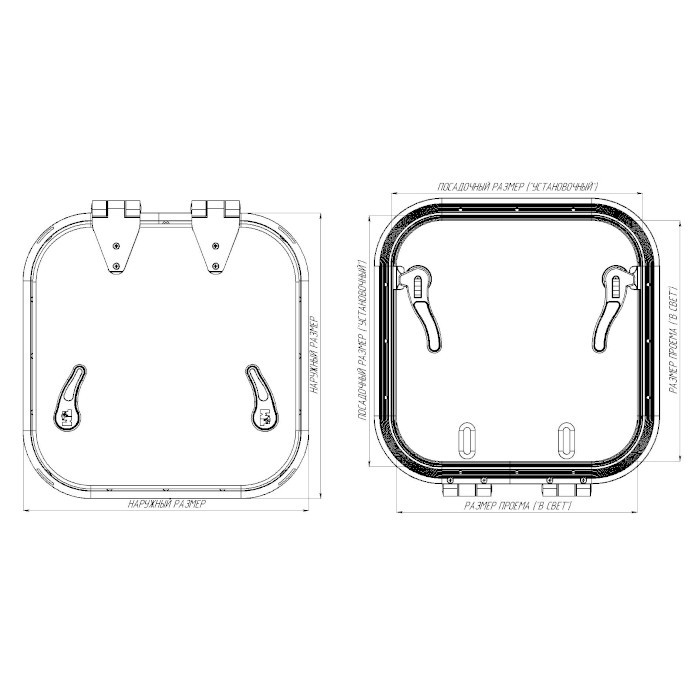 Люк палубный безрамный Пеликан 475x475 R75, арт. 030812T,          Техномарин 