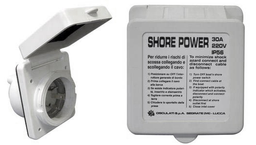 Розетка влагозащищенная, пластик,  30 А, арт. 10253943,          Osculati 