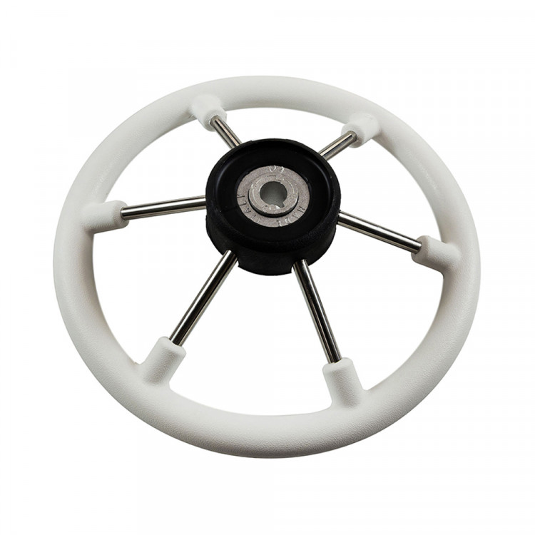 Колесо рулевое LEADER PLAST 330 мм, обод белый, спицы серебрянные, VN8330-08-ts, арт. VN8330-08-ts,          Volanti Luisi 