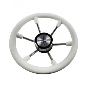 Колесо рулевое LEADER PLAST 330 мм, обод белый, спицы серебрянные, VN8330-08-ts