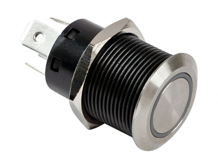 Кнопка с фиксацией, подсветка белая, 12 В, 20А, 19мм, арт. PB4411TLW,          Yih Sean  Кнопка с фиксацией, подсветка белая, 12 В, 20А, 19мм, арт. PB4411TLW,          Yih Sean