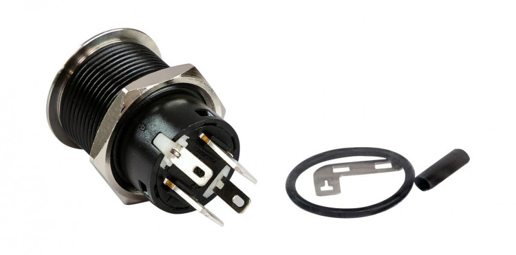 Кнопка с фиксацией, подсветка белая, 12 В, 20А, 19мм, арт. PB4411TLW,          Yih Sean  Кнопка с фиксацией, подсветка белая, 12 В, 20А, 19мм, арт. PB4411TLW,          Yih Sean