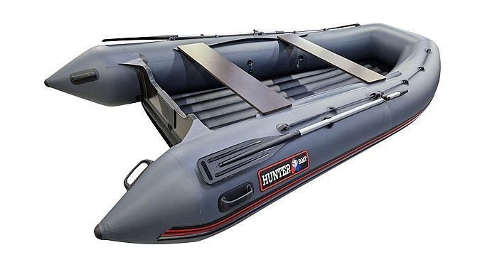 Надувная лодка ПВХ, Хантер 390 А НДНД, серый, арт. 390201,          Hunterboat 