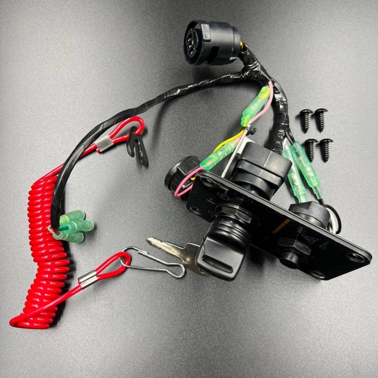 Панель зажигания Yamaha (замок зажигания и кнопка стоп с чекой) (PWB), арт. 704-82570-12-K,          POWEROB 