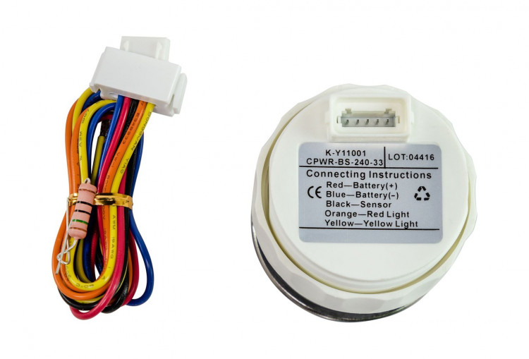 Указатель уровня пресной воды 240-33 Ом (US), черный циферблат, нержавеющий ободок, д. 52 мм, Marine Rocket, арт. WLM0006BSMR,          MARINE ROCKET 