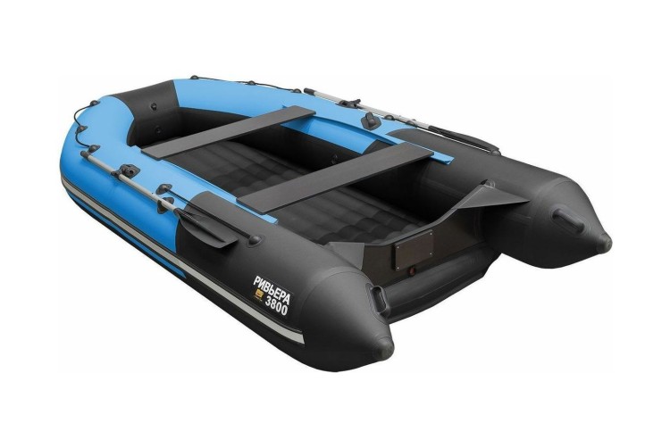 Надувная лодка ПВХ, Ривьера Компакт 3800 НДНД Комби, синяя волна/черный, арт. 00201372,          Мастер лодок 