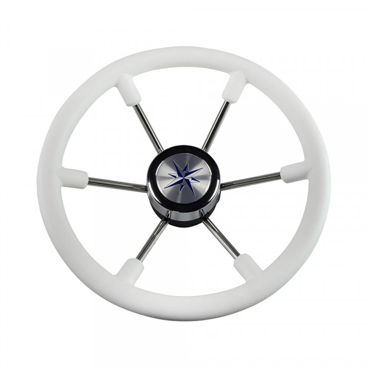 Колесо рулевое LEADER PLAST 360 мм, обод белый, спицы серебрянные, VN8360-08-ts, арт. VN8360-08-ts,          Volanti Luisi 