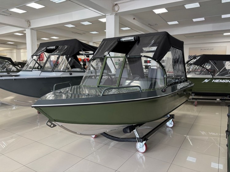 Моторная лодка, Неман 450 DCM PRO, зелёно-серая с Suzuki DF50ATL, арт. KITNEM24,          Wyatboat 