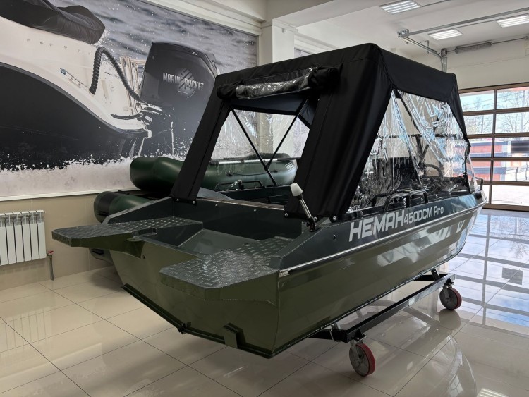 Моторная лодка, Неман 450 DCM PRO, зелёно-серая с Suzuki DF50ATL, арт. KITNEM24,          Wyatboat 