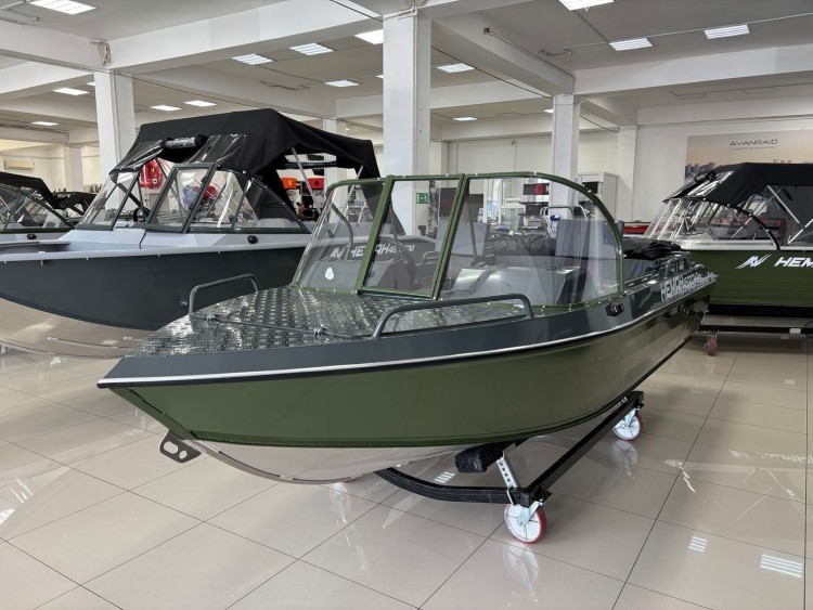 Моторная лодка, Неман 450 DCM PRO, зелёно-серая с Suzuki DF50ATL, арт. KITNEM24,          Wyatboat 