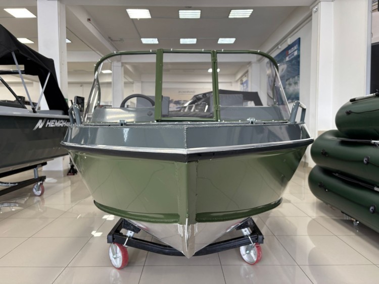 Моторная лодка, Неман 450 DCM PRO, зелёно-серая с Suzuki DF50ATL, арт. KITNEM24,          Wyatboat 