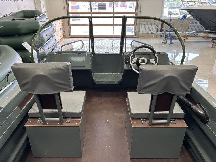 Моторная лодка, Неман 450 DCM PRO, зелёно-серая с Suzuki DF50ATL, арт. KITNEM24,          Wyatboat 