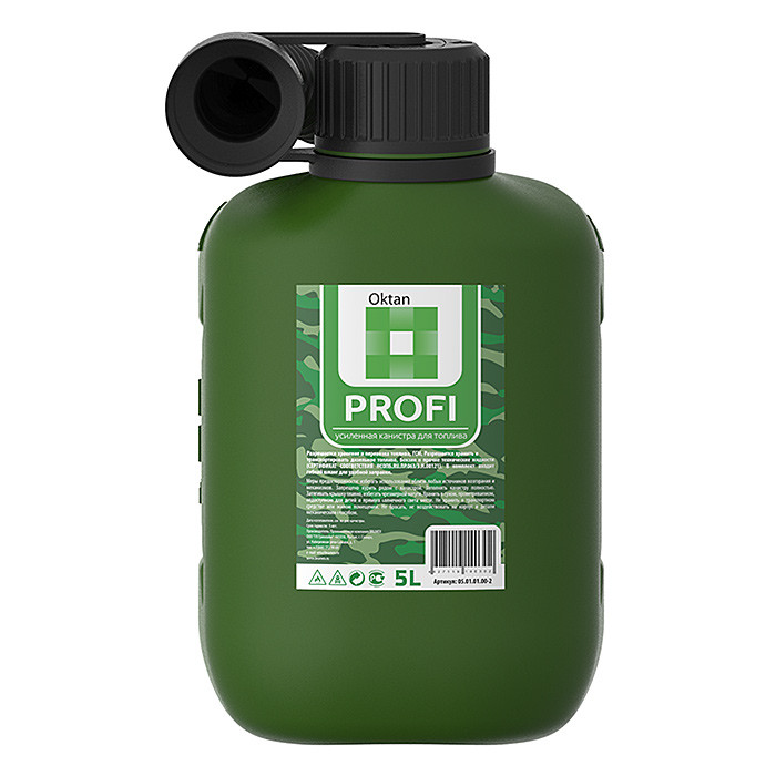 Канистра для бензина 5л с заливным устройством PROFI, арт. 05.01.01.00-2,          Oktan 