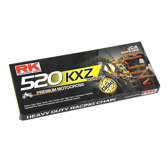 Цепь для мотоцикла до 450 см³ (золотая, без сальников) GB520KXZ-120, арт. GB520KXZ-120,          RK Chains 