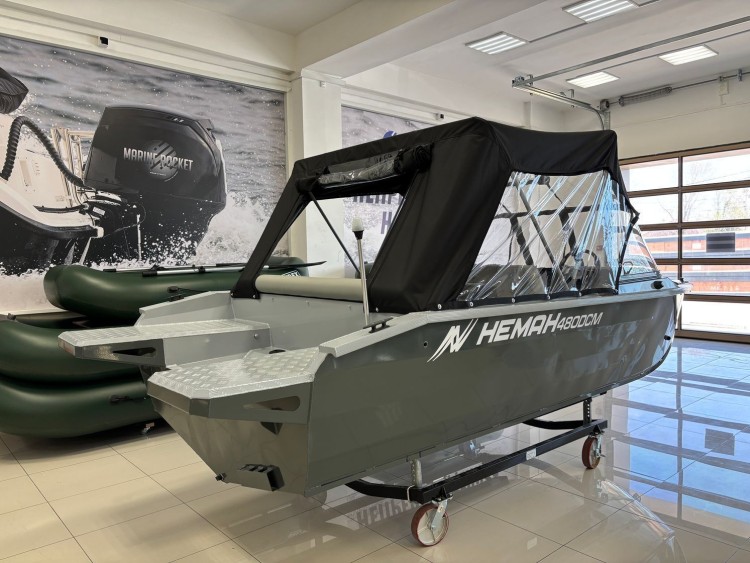 Моторная лодка, Неман 480 DCM FISH, св.серый-серый с Suzuki DF50ATL, арт. KITNEM27,          Wyatboat 