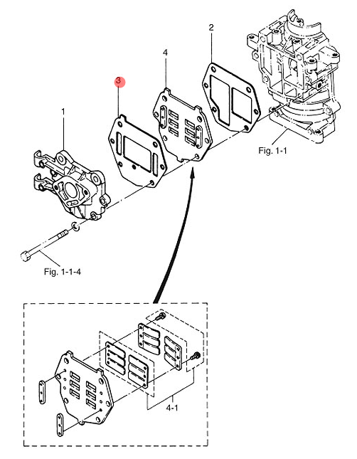 Прокладка впускного коллектора Tohatsu 8-9.8 (YUELANG), арт. 3B2-02105-0,          TAIZHOU YUELANG POWER TECHNOLOGY 