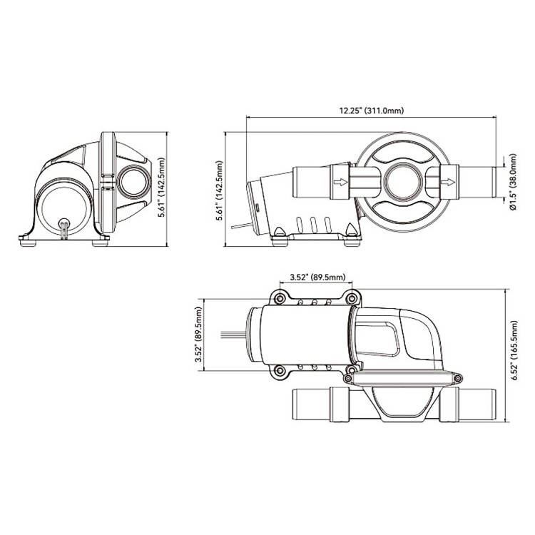 Диафрагменная помпа для сточных вод, 24 В, 19 л/мин (SFMTP2-07), арт. 10270438,          SeaFlo 