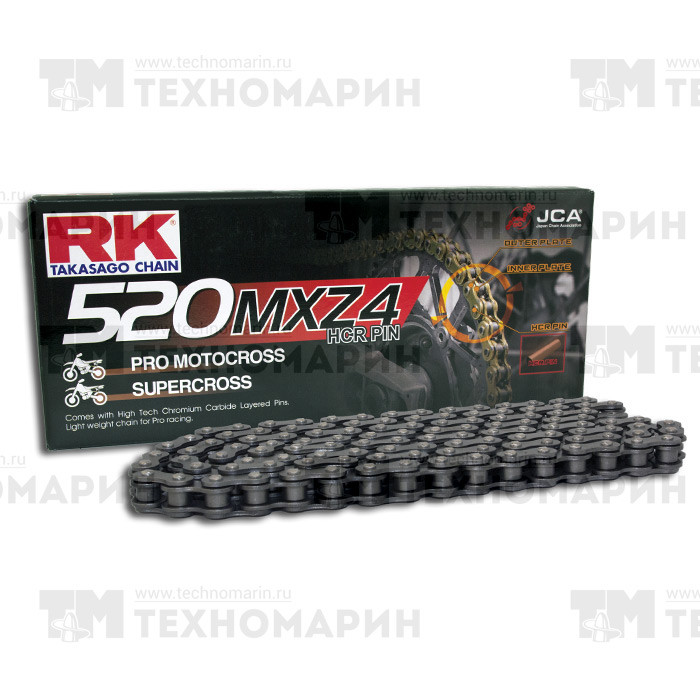 Цепь для мотоцикла до 500 см³ (без сальников) 520MXZ4-114, арт. 520MXZ4-114,          RK Chains 