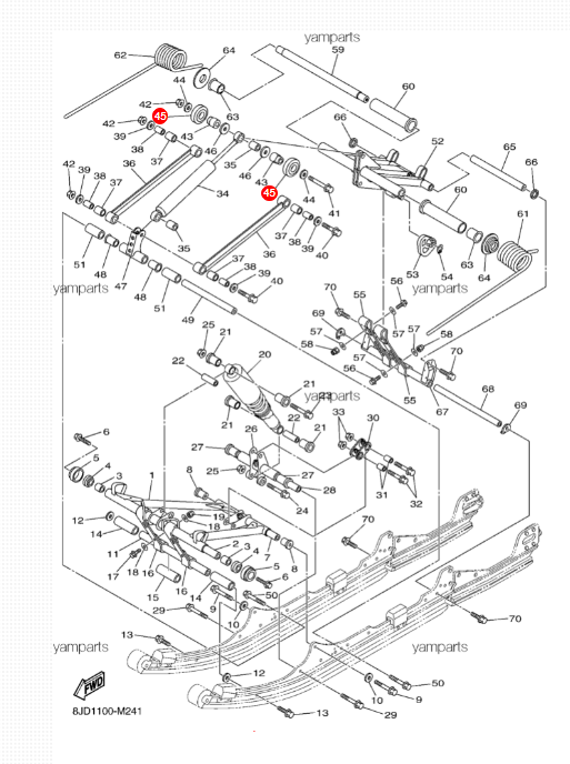 Ролик трака Yamaha 8AC-47310-10-00, арт. 8AC473101000,          YAMAHA  Ролик трака Yamaha 8AC-47310-10-00, арт. 8AC473101000,          YAMAHA