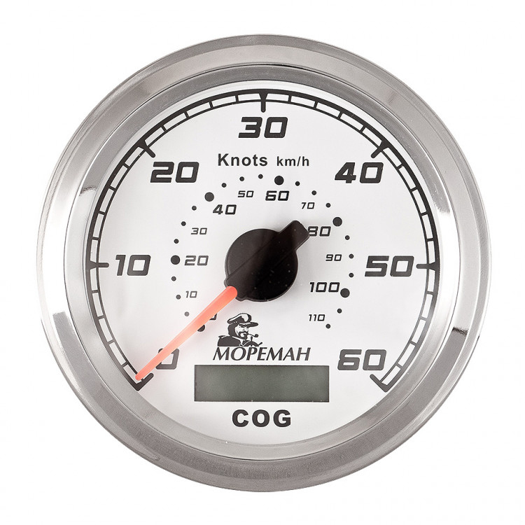 GPS спидометр, 60 узлов, белый циферблат, арт. 10252282,          Мореман 